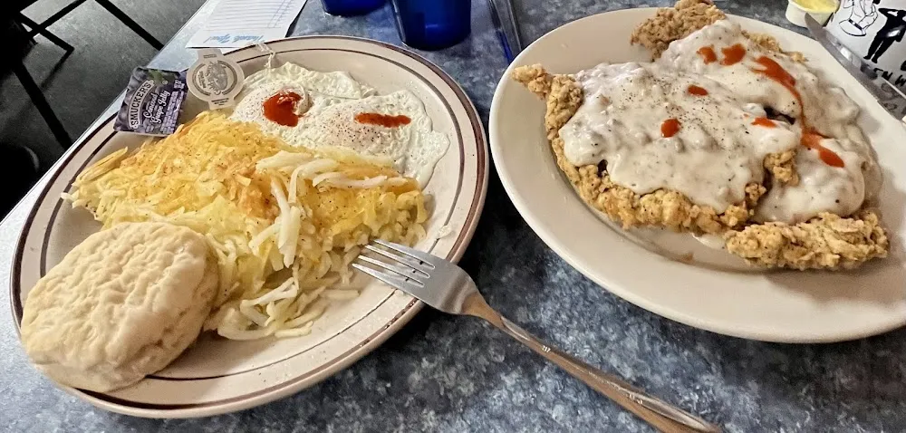 Chicken Fried Steak and Eggs Breakfast Potatoes